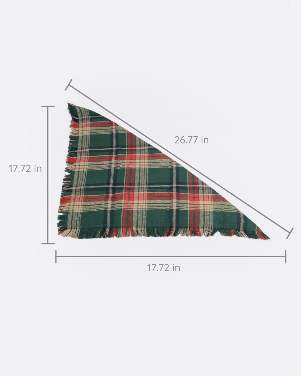 The size of this flannel dog scarf is 17.72x17.72x26.77 Inches. This dog bandana can fit many dogs in different sizes by folding the bib. It is adjustable and washable.