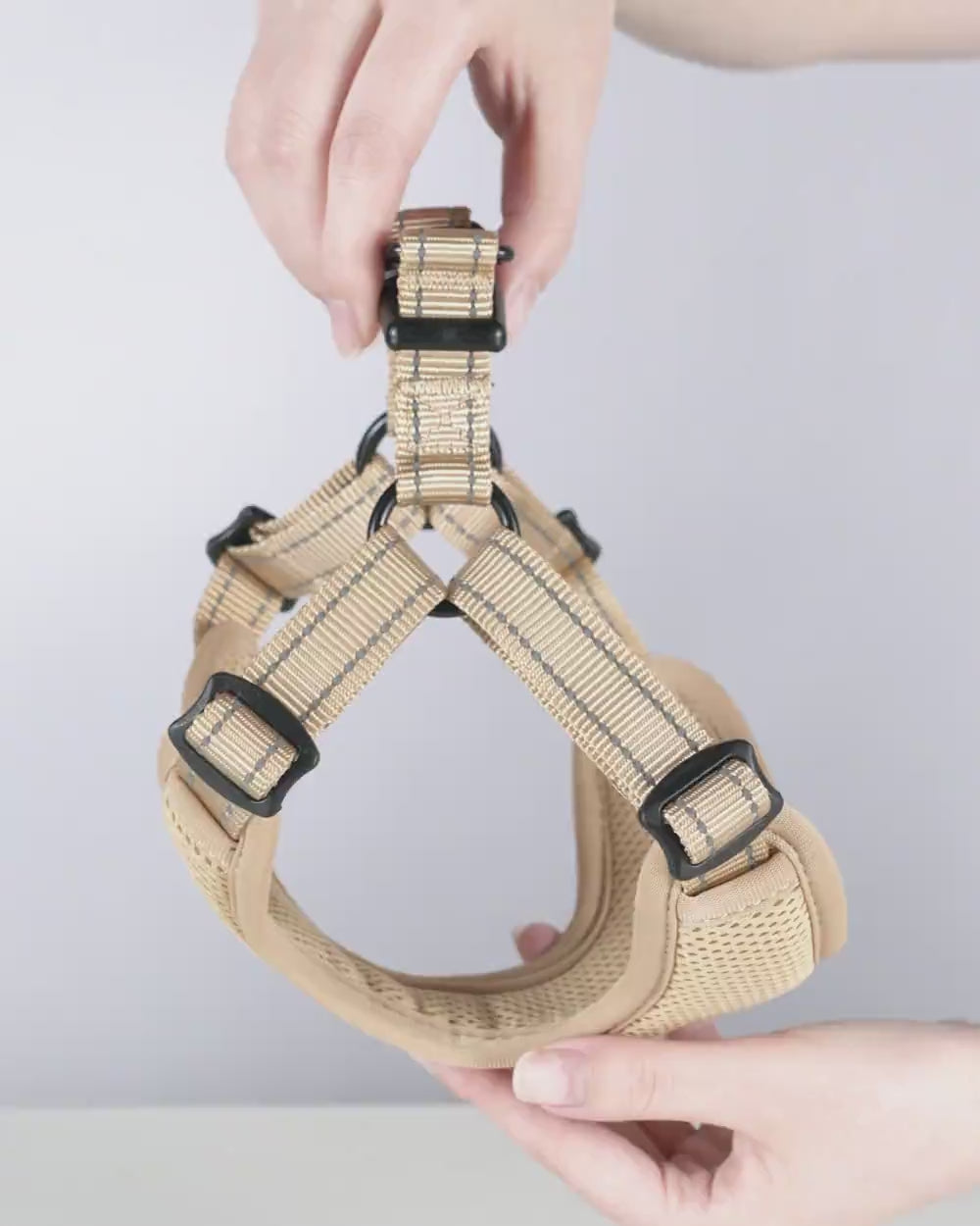 OxyMesh Flexi Step-in Harness and Leash Set - Tan